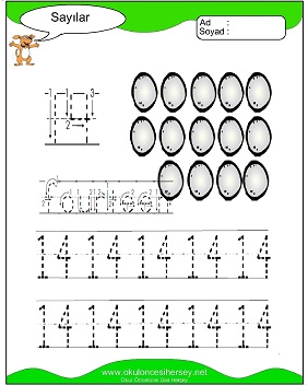 okul öncesi 1 sayısı çizgi çalışması
